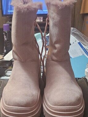 Pink Suede Boots